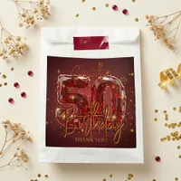 Ruby Red Gemstone Gold 50th Birthday Thank You Favor Bag