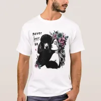 Woman Hugging Poodle With Flowers T-Shirt