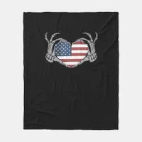 American Flag Heart Classic Design Fleece Blanket