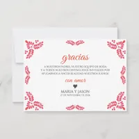 Talavera Orange Floral Minimalist Spanish Wedding Thank You Card