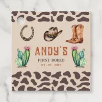 Western Cowboy First Rodeo Boys Birthday Favor Tags