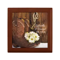 Cowboy Boots, Daisies Horse Bit Country Wedding Jewelry Box