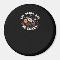 Spooky Skeleton Celebrating Halloween Eat Drink Magnet