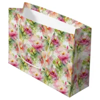 Floral Alcohol Ink Style Pattern Large Gift Bag