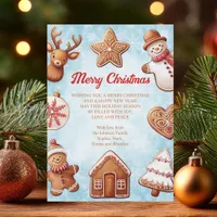 Gingerbread Cookies Blue Background Christmas Hol Holiday Card