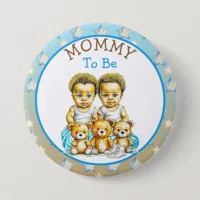 African-American Twin Boy's Baby Shower Mom To Be Button