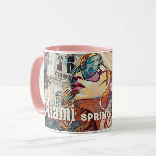 Blonde Sunglasses Miami Resort Pool Watercolor Mug