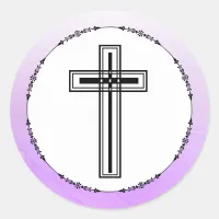 Purple and Black Cross Religious Stickers