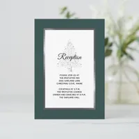 Elegant Emerald Silver Winter Wedding Reception Enclosure Card