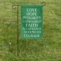 Love, Hope, Integrity Inspirational Positive Garden Flag