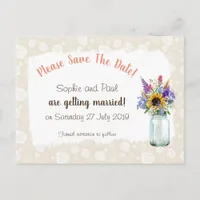 Wild Flowers Save The Date Postcard