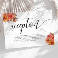  Fall Autumn Terracotta Floral Wedding Reception Enclosure Card