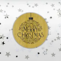 Simple Black on Gold Merry Christmas | Glass  Cutting Board