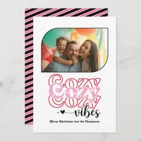 Candy Cane Cozy Vibes Only Christmas Photo Holiday Card