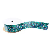 Pretty Blue Butterflies Patterned Satin Ribbon