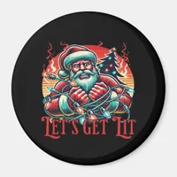 Let's Get Lit Santa Christmas Vibe Classic Magnet