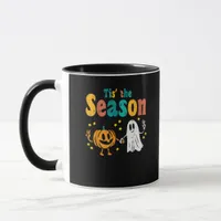Tis Season Pumpkin Leaf Latte Fall Softball Mug