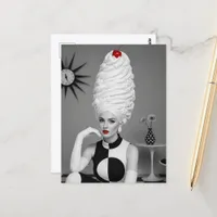 Retro Woman with Whipped Cream and a Cherry Hair Postcard