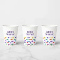 Rainbow fish in ocean cute colorful pattern  paper cups