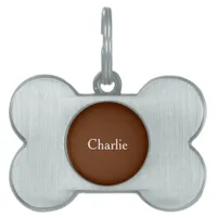 Custom Personalized Name Photo Art Chocolate Brown Pet ID Tag