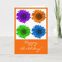 Pop Art Sunflowers Block Happy Birthday Card