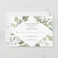 Greenery Geometric Wedding RSVP Card