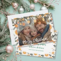 Festive Pine and Oranges Christmas Personalized  Card