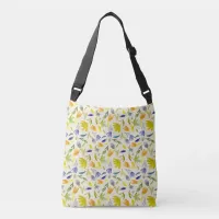 Rustic Watercolor Floral Garden Botanical Crossbody Bag