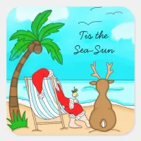 Tis the Sea-Sun Snowbird Christmas Square Sticker