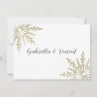 Gold Snowflake Winter Wedding Flat Stationery Note
