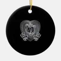 Crying Heart In White Skeleton Hands Hearts Modern Ceramic Ornament