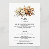 Champagne and Ivory Floral Wedding Menu