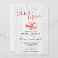 Rustic Wood Lobster Coastal Bridal Shower Invitation