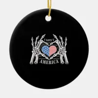 America Skull Skeleton Hand Artwork Editable Layer Ceramic Ornament