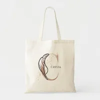 Monogram Initial Modern Letter C Boho Personalized Tote Bag