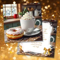 Hot Cocoa and Christmas Donuts Festive Poem Holiday Card
