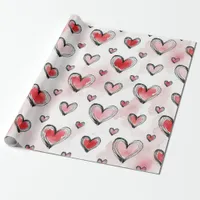 Red and Pink Hearts Valentine's Day Wrapping Paper