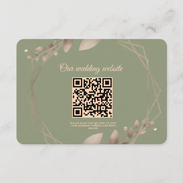 Modern Simple botanical elegant sage green gold  Enclosure Card