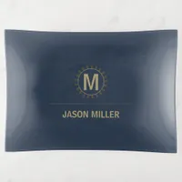 Array and Line Monogram Professional Gold ID313 Trinket Tray