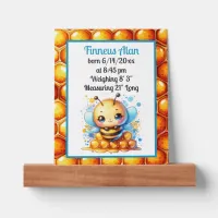 Cute Personalized Honey bee Themed Baby Birth Info Picture Ledge