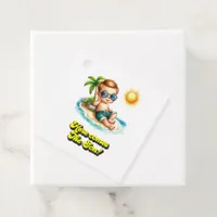 Retro Island Baby "Here Comes the Son" Baby Shower Favor Tags