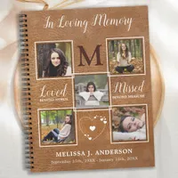 Memorial 5 Photo Collage Leather Funeral Guestbook Notebook