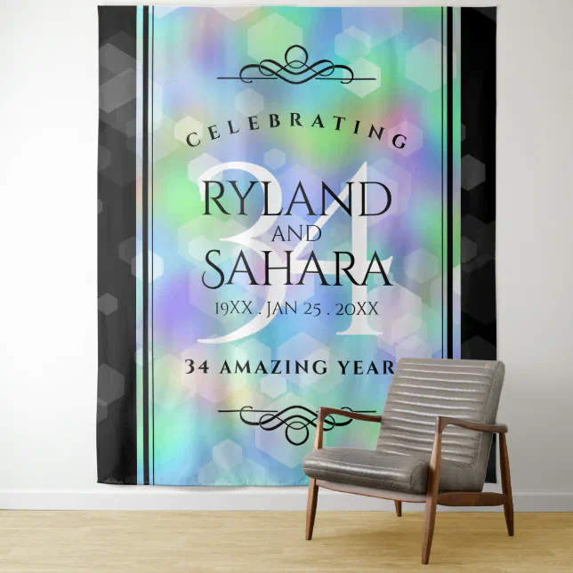 Elegant 34th Opal Wedding Anniversary Celebration Tapestry