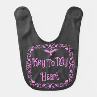 Goth Valentine Key To My Heart Pink Baby Bib