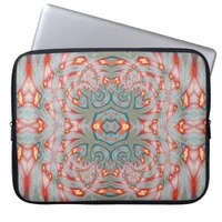 Teal Red Fire Mandala Laptop Sleeve