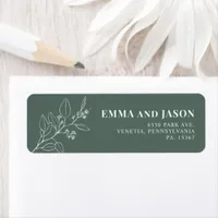 Sage Green Floral Wedding return address labels