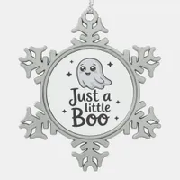 Just Little Boo Funny Design Snowflake Pewter Christmas Ornament