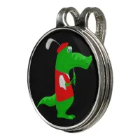 Crocodile Cartoon Golfer on Golf Hat Clip & Marker