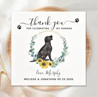 Custom Dog Wedding Thank You Black Lab Cocktail Napkins