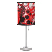 Red, Black and White Fluid Art Marble    Table Lamp